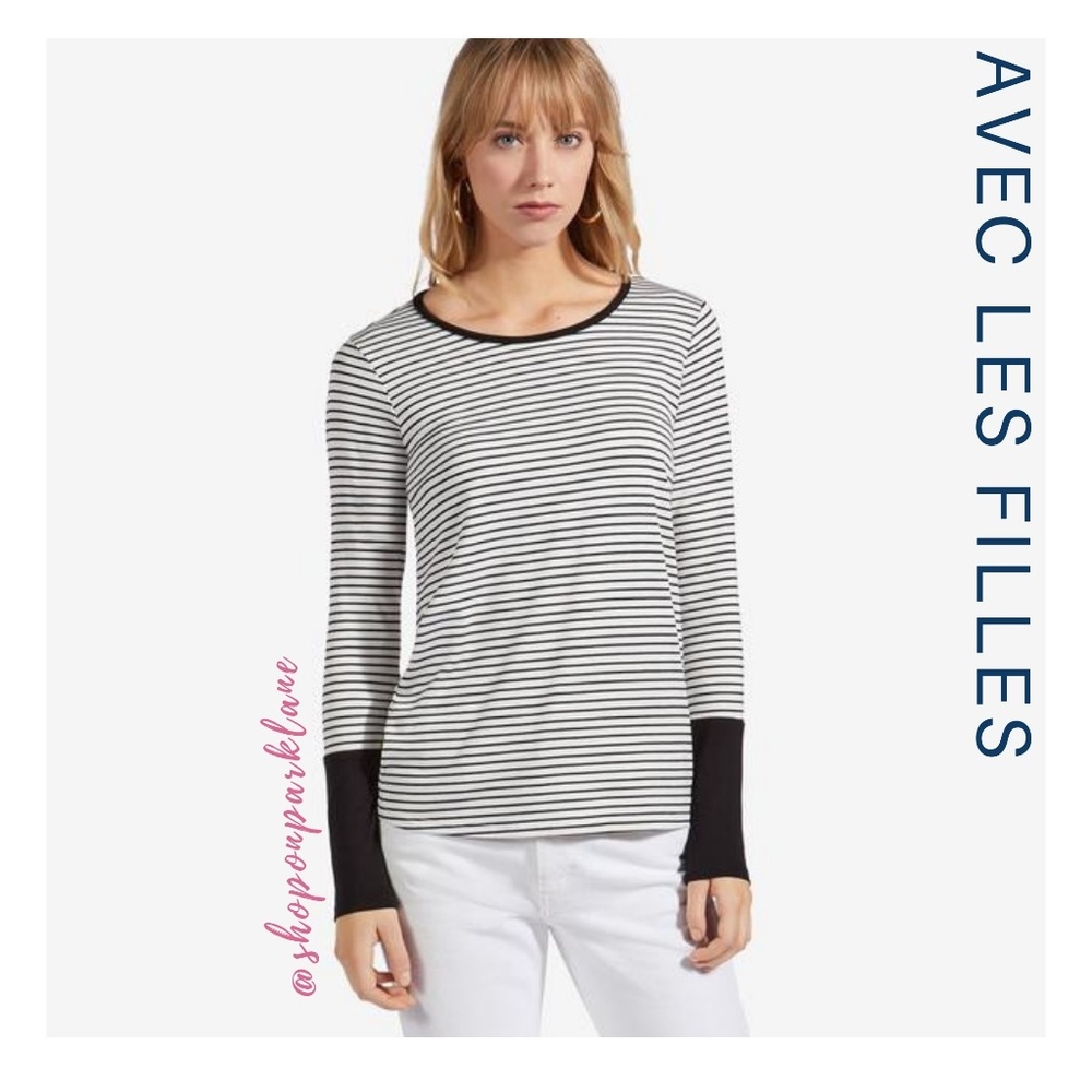 Avec Les Filles Marine Long Sleeve Tee, XS, NWT!